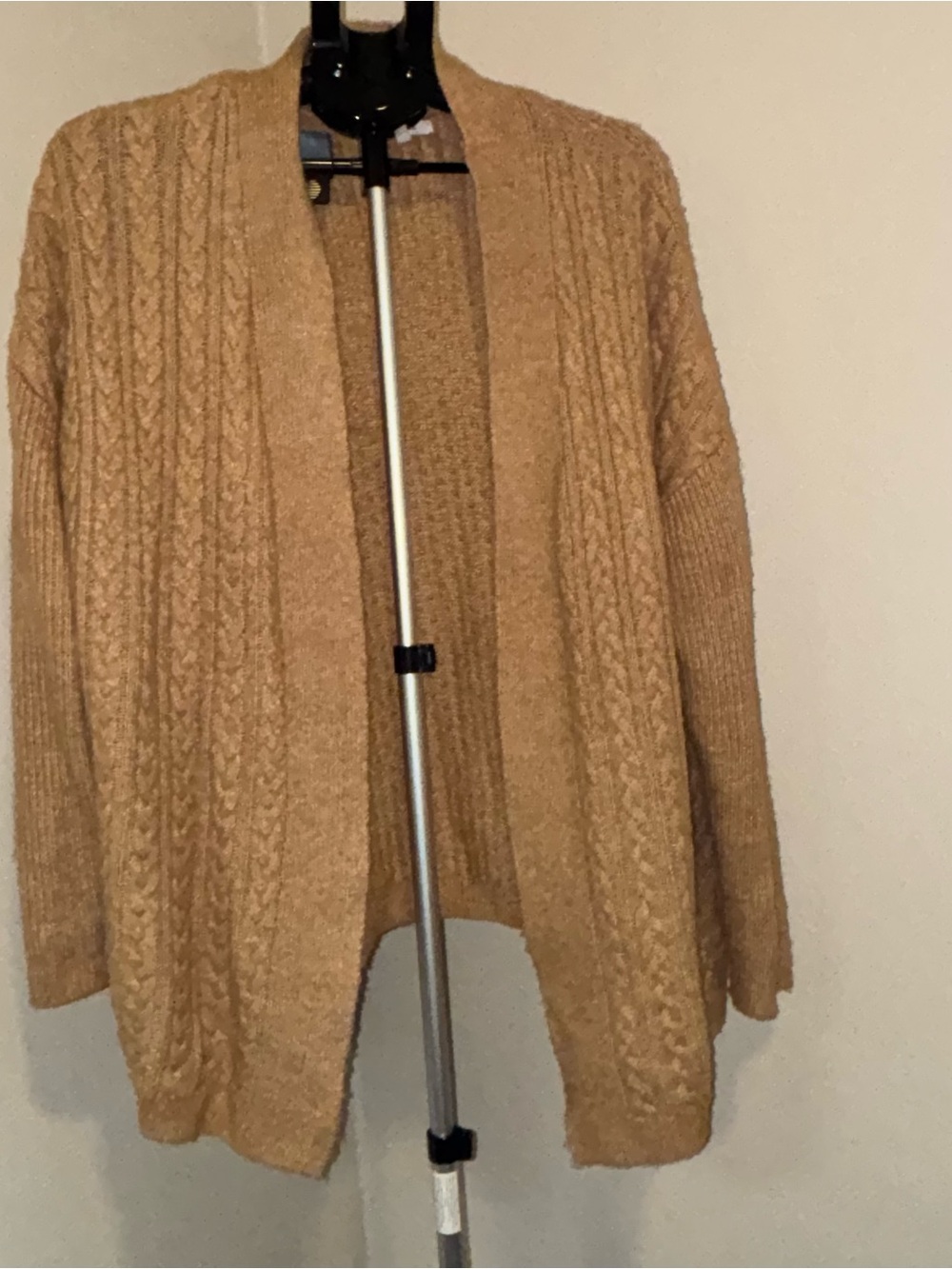 Maurices Camel Cable Knit Open-Front Cardigan